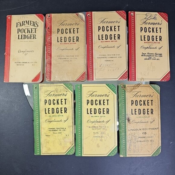 1940s-50s John Deere Farmer's Pocket Ledgers 7pc Collection Lot Amazing! Canada - Picture 1 of 13